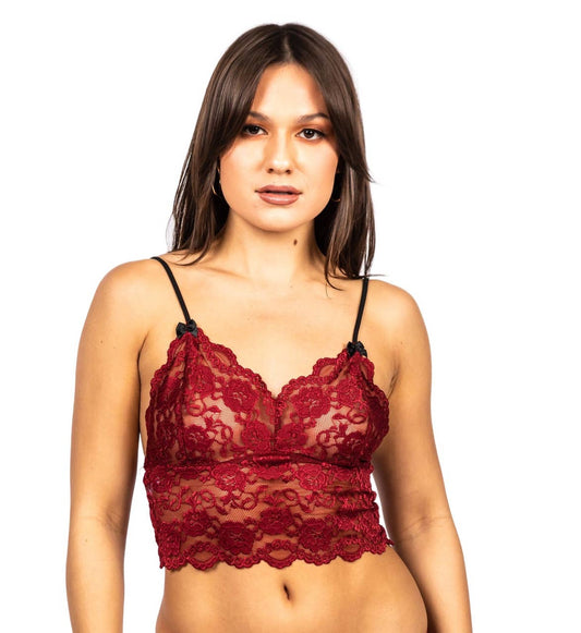 Black Cherry Lace Camisole with Black adjustable Straps