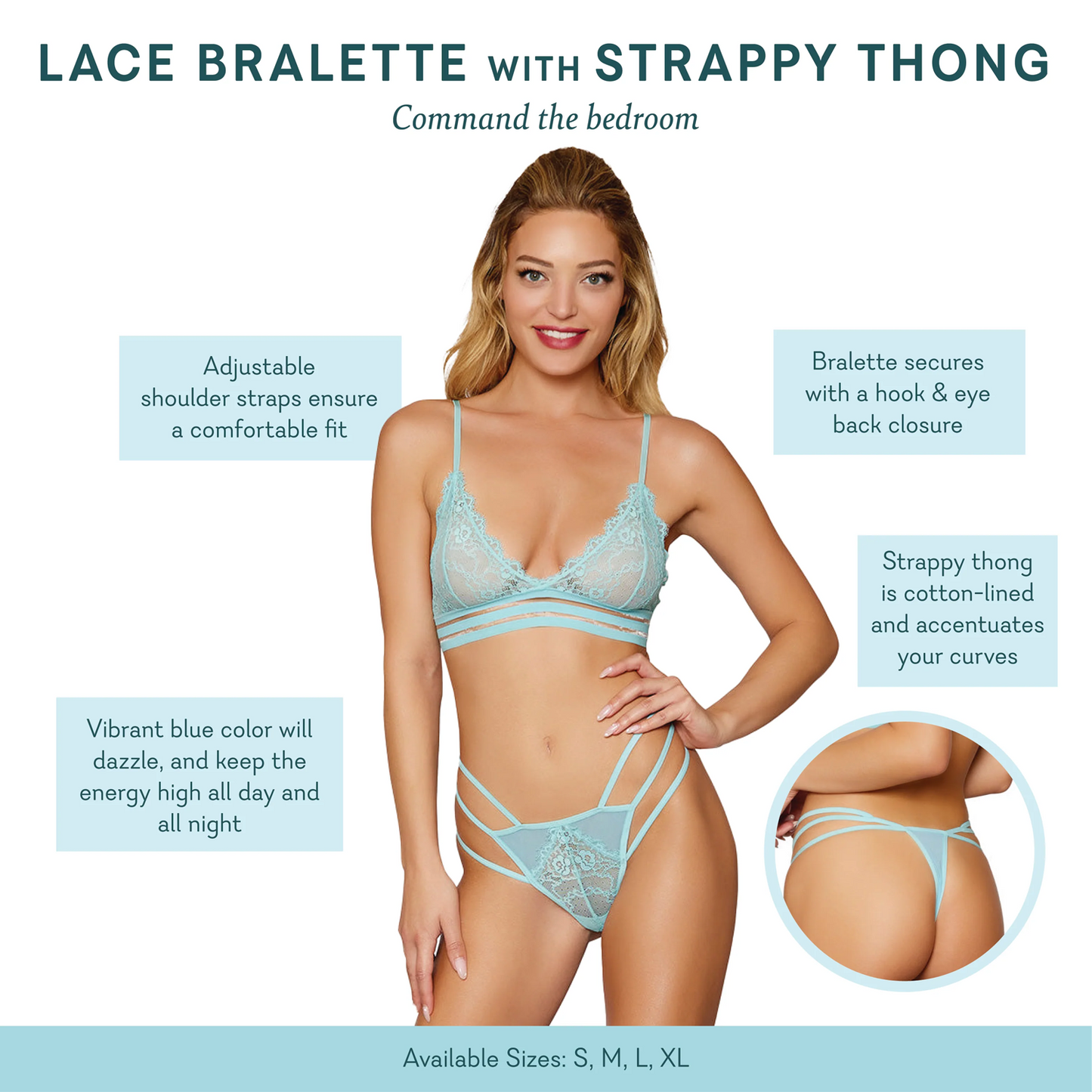 Lace bralette with strappy thong